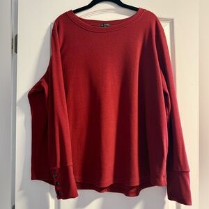 Coco + Carmen Rich Red Sweatshirt with Button Detail